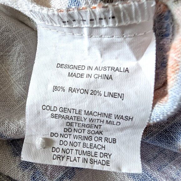 Love The Label Womens Sz L La Dolce Vita Postcards Rayon Linen Button Tunic Top - Picture 9 of 10